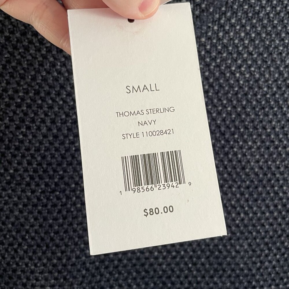 Thomas Sterling Men Sz S Navy Crewneck Long Sleeve Pullover Cotton Sweater NWT - Picture 9 of 11